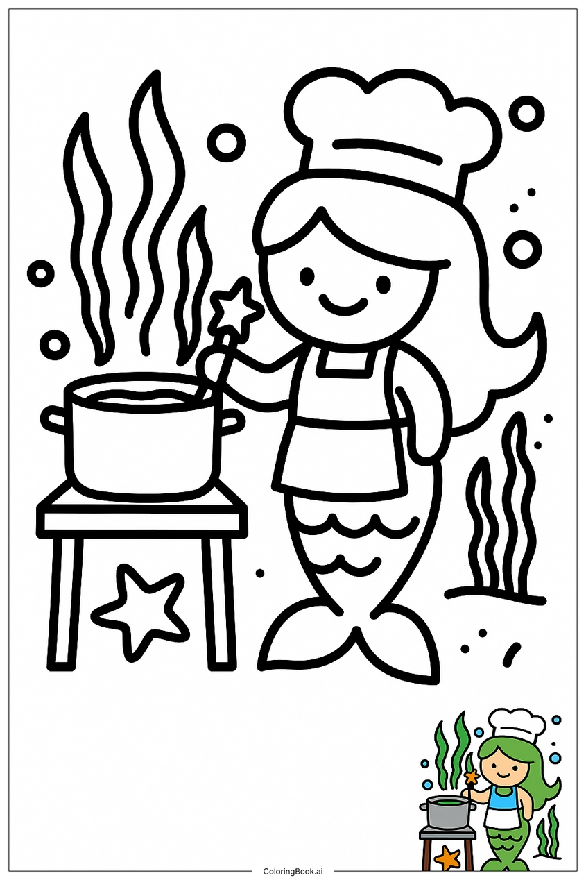 Tranh tô màu nàng tiên cá đẹp, dễ thương - 15