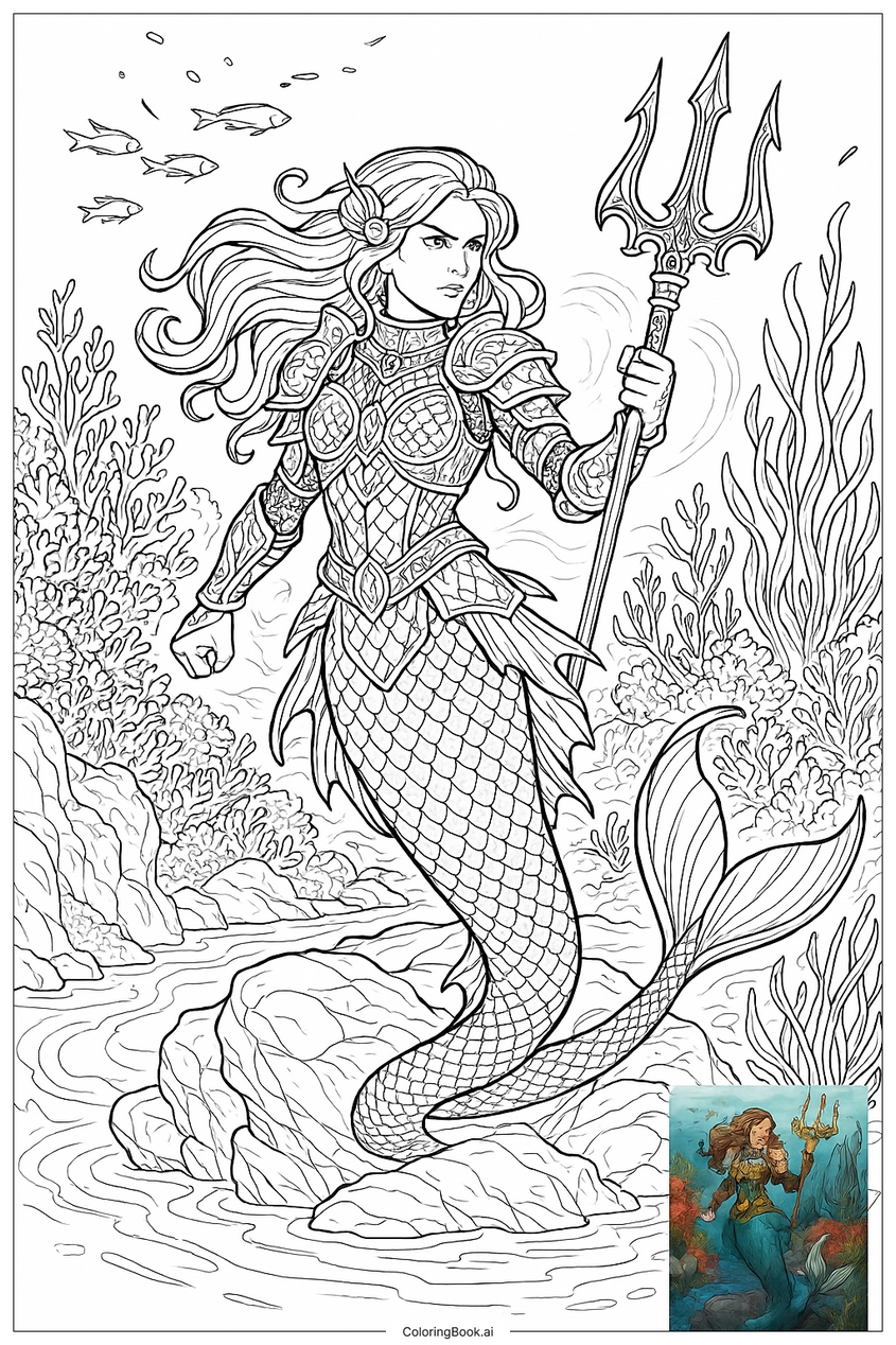 Tranh tô màu nàng tiên cá đẹp, dễ thương - 20