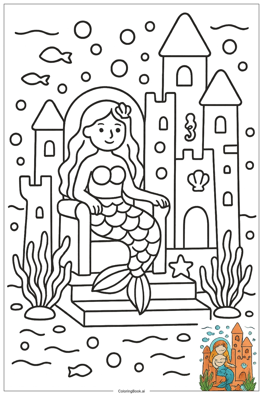 Tranh tô màu nàng tiên cá đẹp, dễ thương - 22