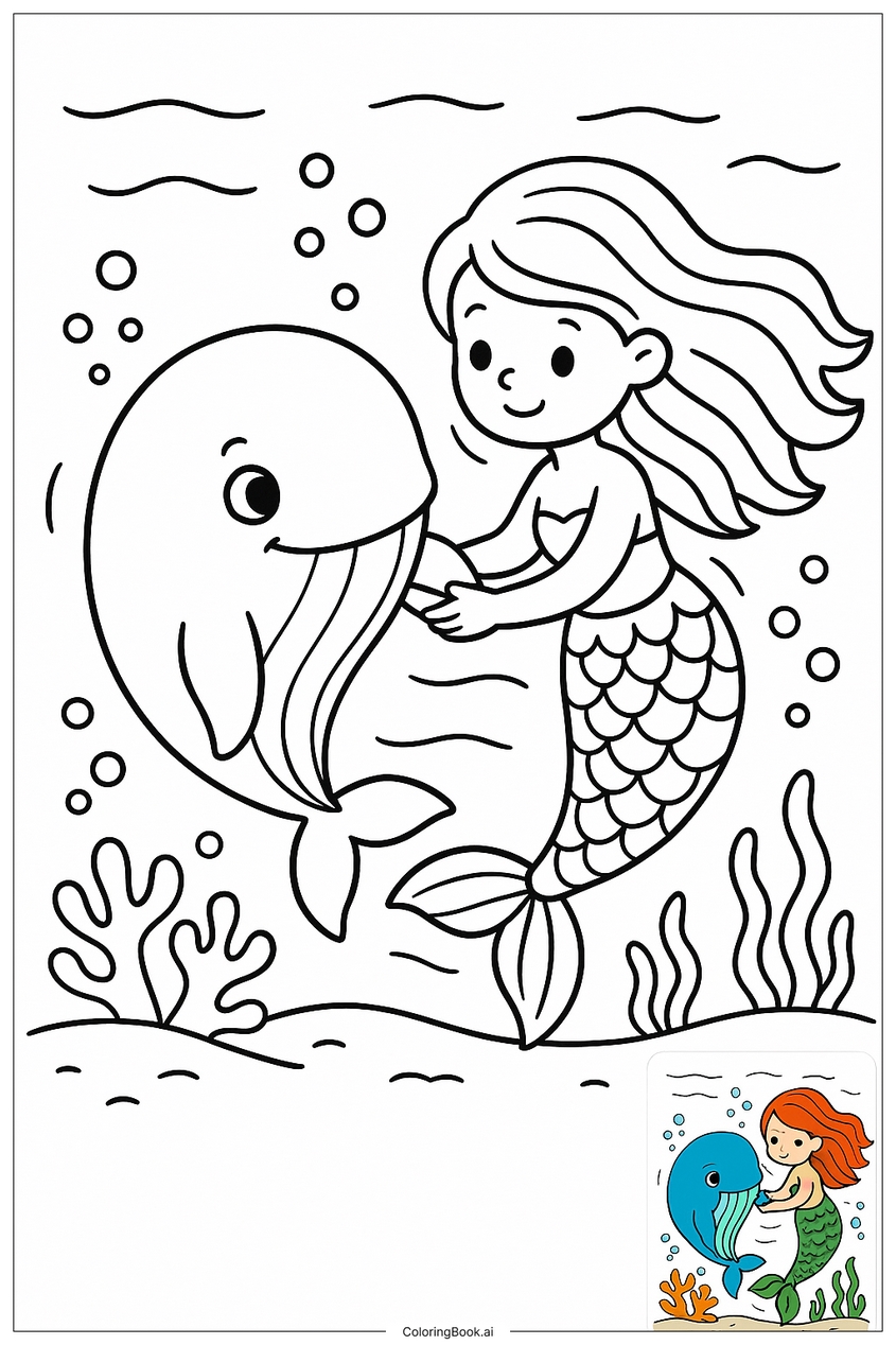 Tranh tô màu nàng tiên cá đẹp, dễ thương - 21