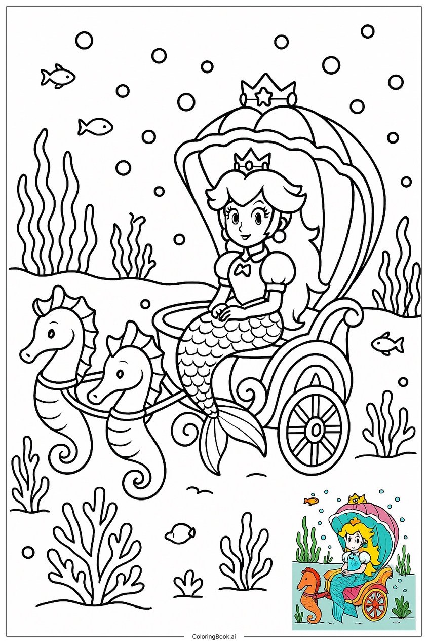 Tranh tô màu nàng tiên cá đẹp, dễ thương - 24