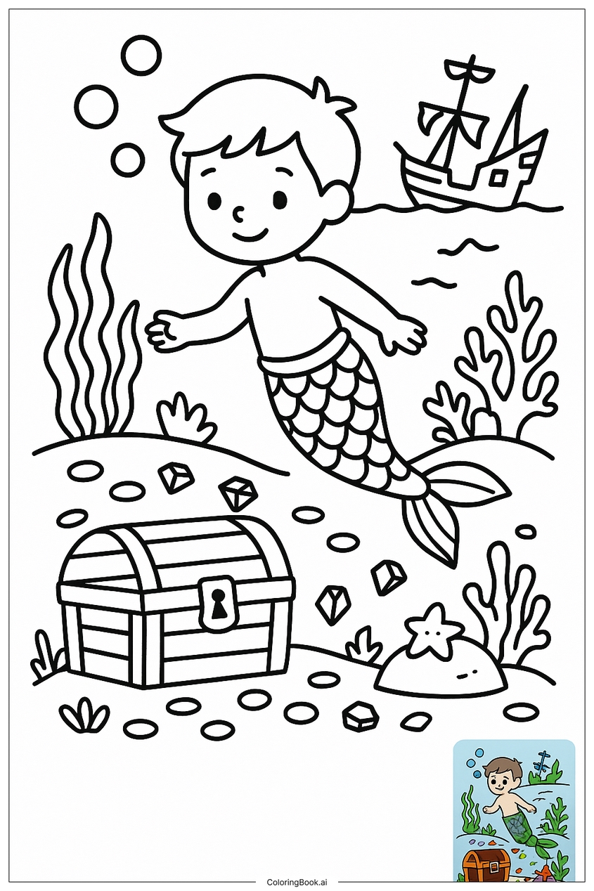 Tranh tô màu nàng tiên cá đẹp, dễ thương - 25