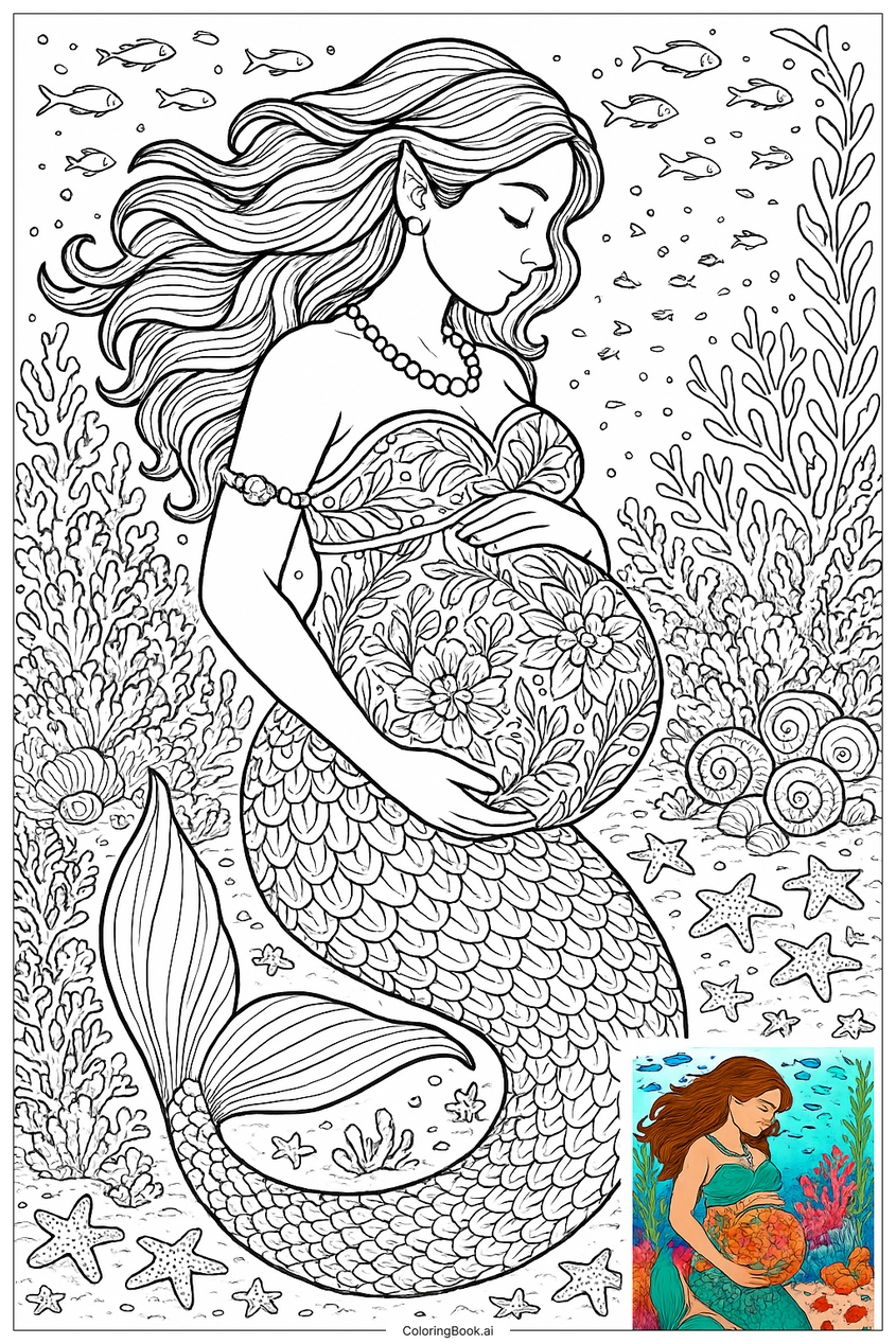 Tranh tô màu nàng tiên cá đẹp, dễ thương - 26