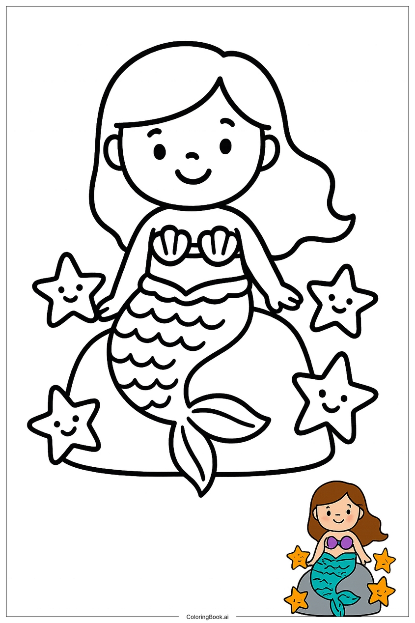 Tranh tô màu nàng tiên cá đẹp, dễ thương - 29