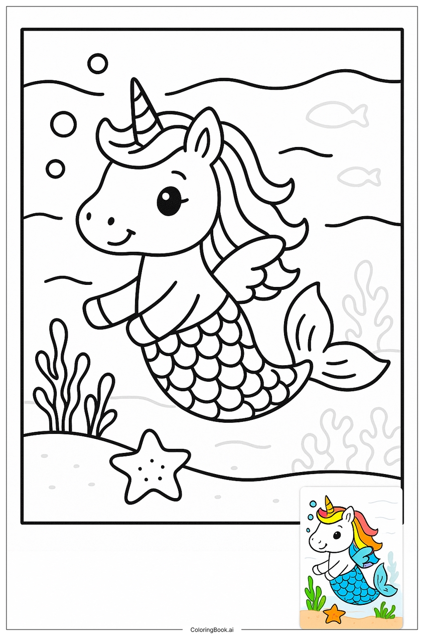 Tranh tô màu nàng tiên cá đẹp, dễ thương - 31