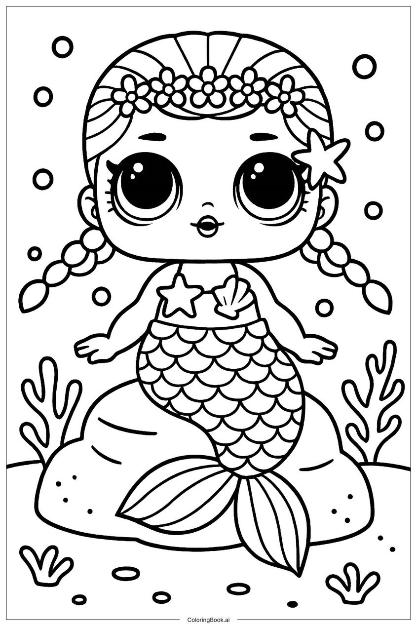 Tranh tô màu nàng tiên cá chibi - 35