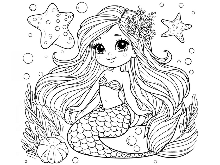 Tranh tô màu nàng tiên cá công chúa - 62