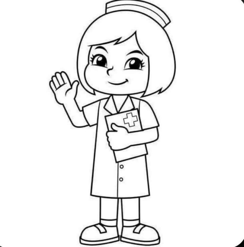 Tranh tô màu nghề nghiệp y tá