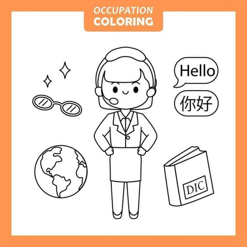 Tranh tô màu nghề nghiệp phiên dịch viên