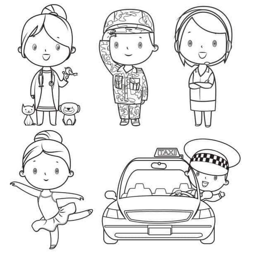 Tranh tô màu nghề nghiệp cho nam và nữ - 1