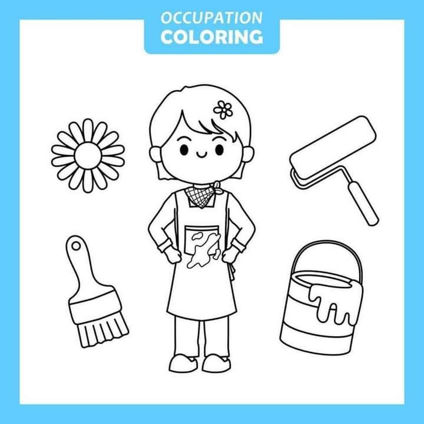 Tranh tô màu nghề nghiệp họa sĩ