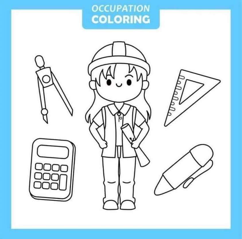 Tranh tô màu nghề nghiệp kỹ sư 