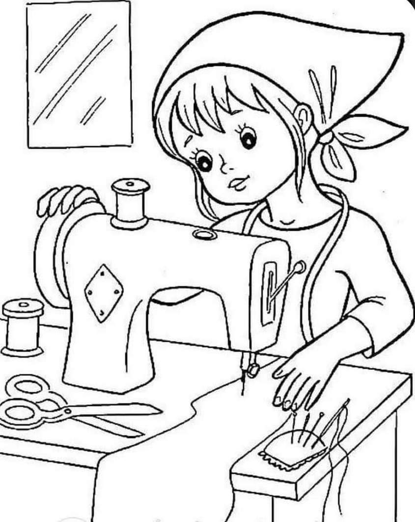 Tranh tô màu nghề nghiệp thợ may