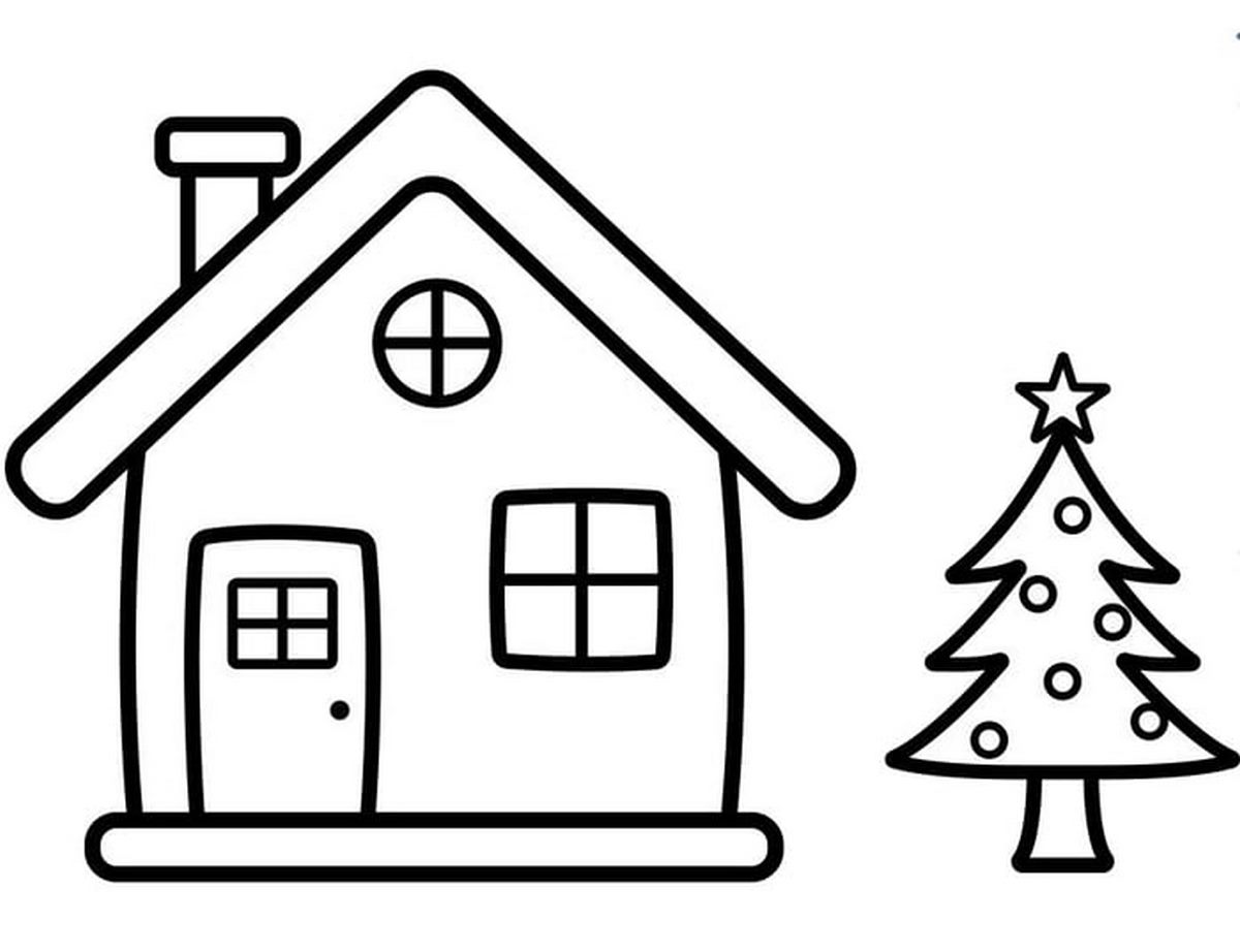 Tranh tô màu ngôi nhà đơn giản số 16