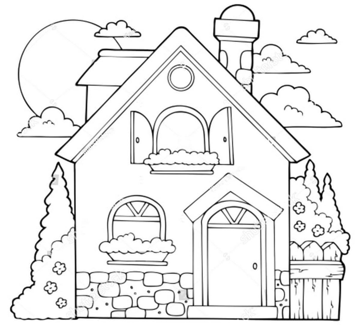 Tranh tô ngôi nhà cho bé 4-5 tuổi số 8