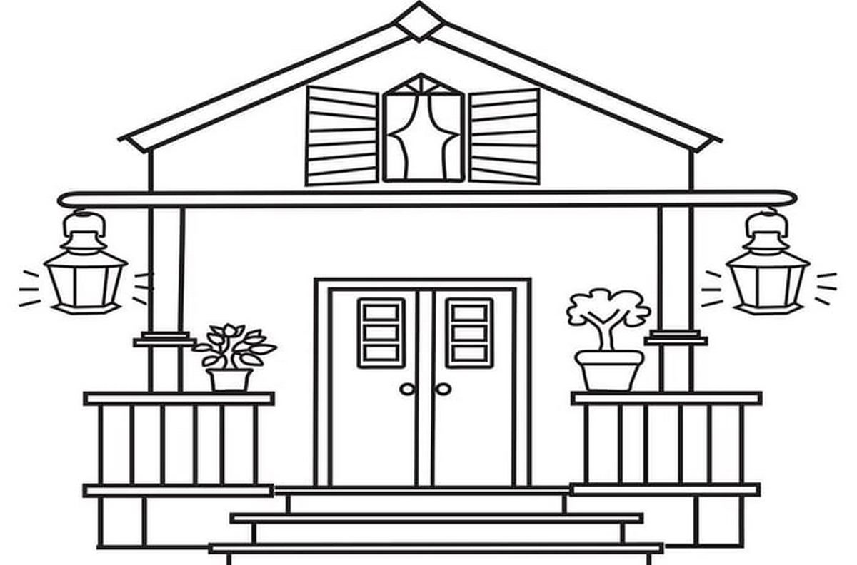 Tranh tô ngôi nhà cho bé 4-5 tuổi số 28