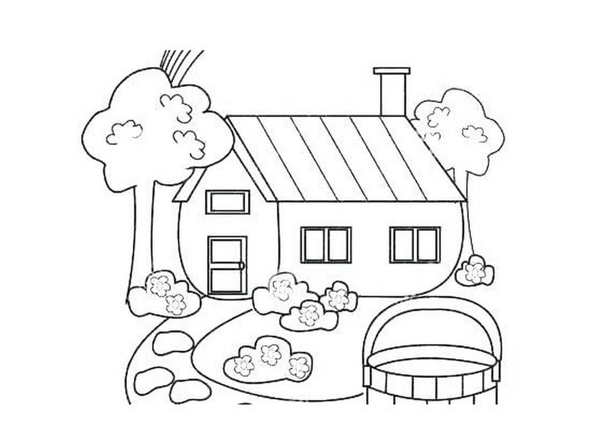 Tranh tô màu ngôi nhà đơn giản số 24