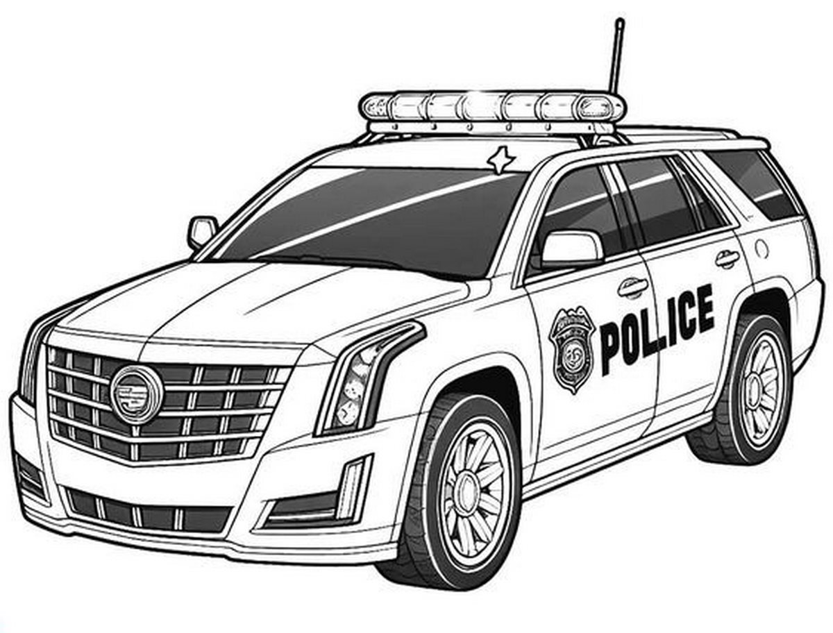 Tranh tô màu ô tô cảnh sát số 2