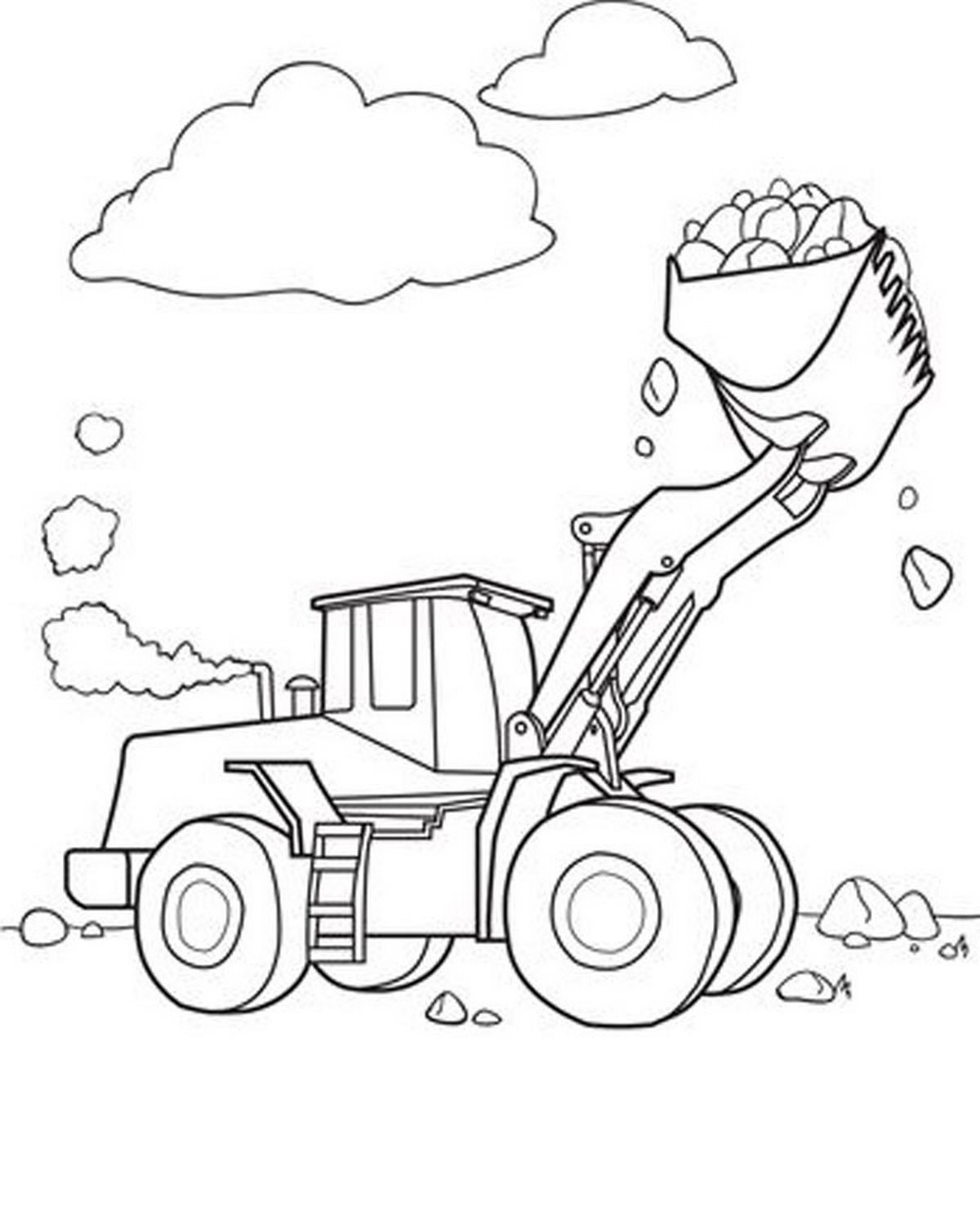 Tranh tô màu ô tô số xe xúc