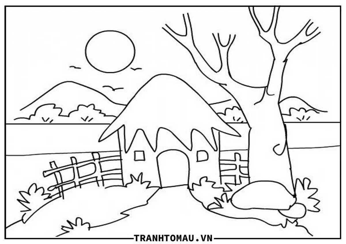 Tranh tô màu phong cảnh quê hương số 4