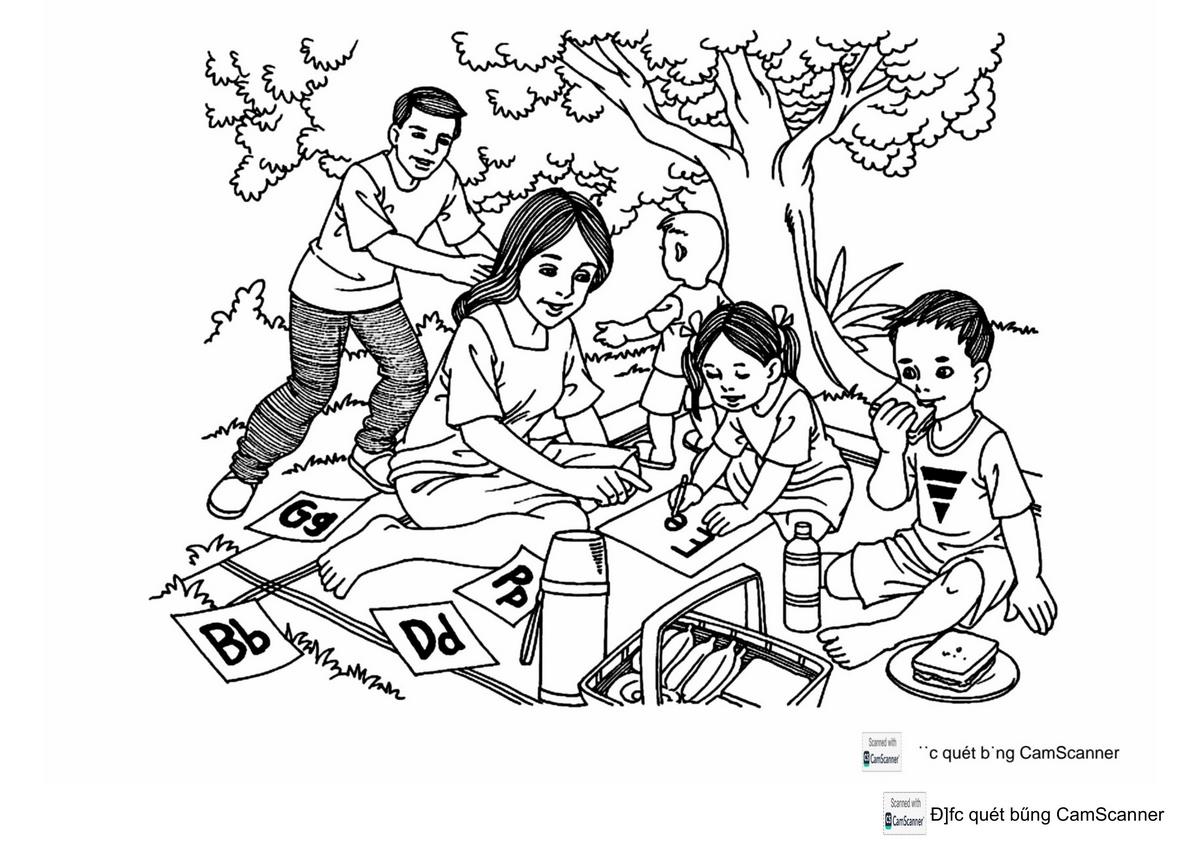 Tranh tô màu Tết sum vầy số 1 Tranh tô màu Tết sum vầy số 1