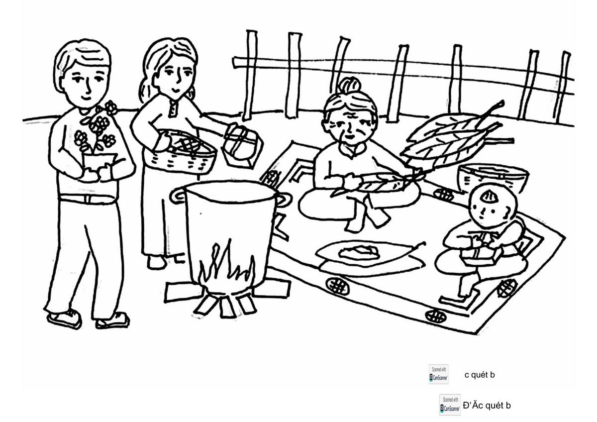 Tranh tô màu Tết sum vầy số 2 Tranh tô màu Tết sum vầy số 2