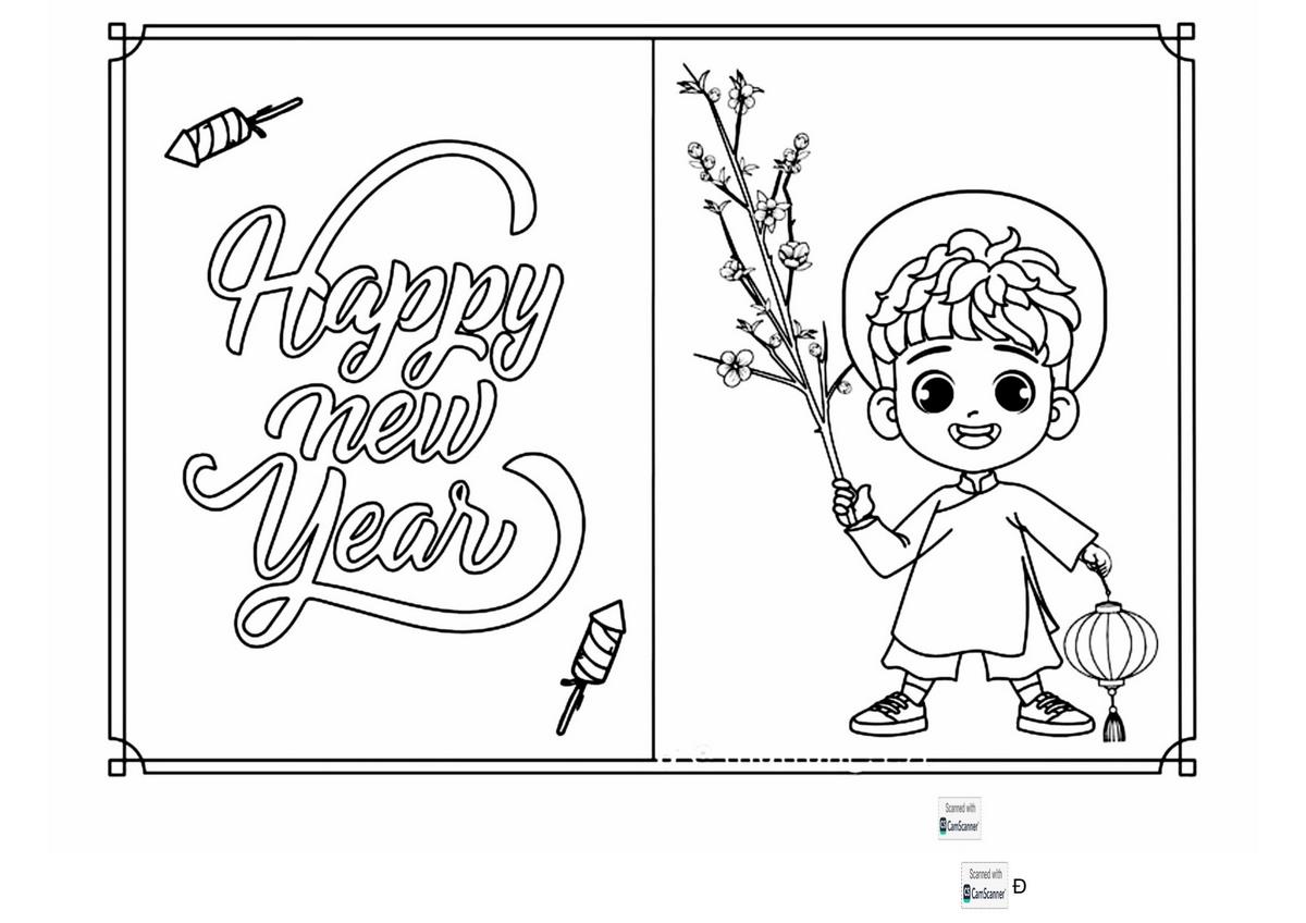 Tranh tô màu Tết chúc mừng năm mới số 7 Tranh tô màu Tết chúc mừng năm mới số 7