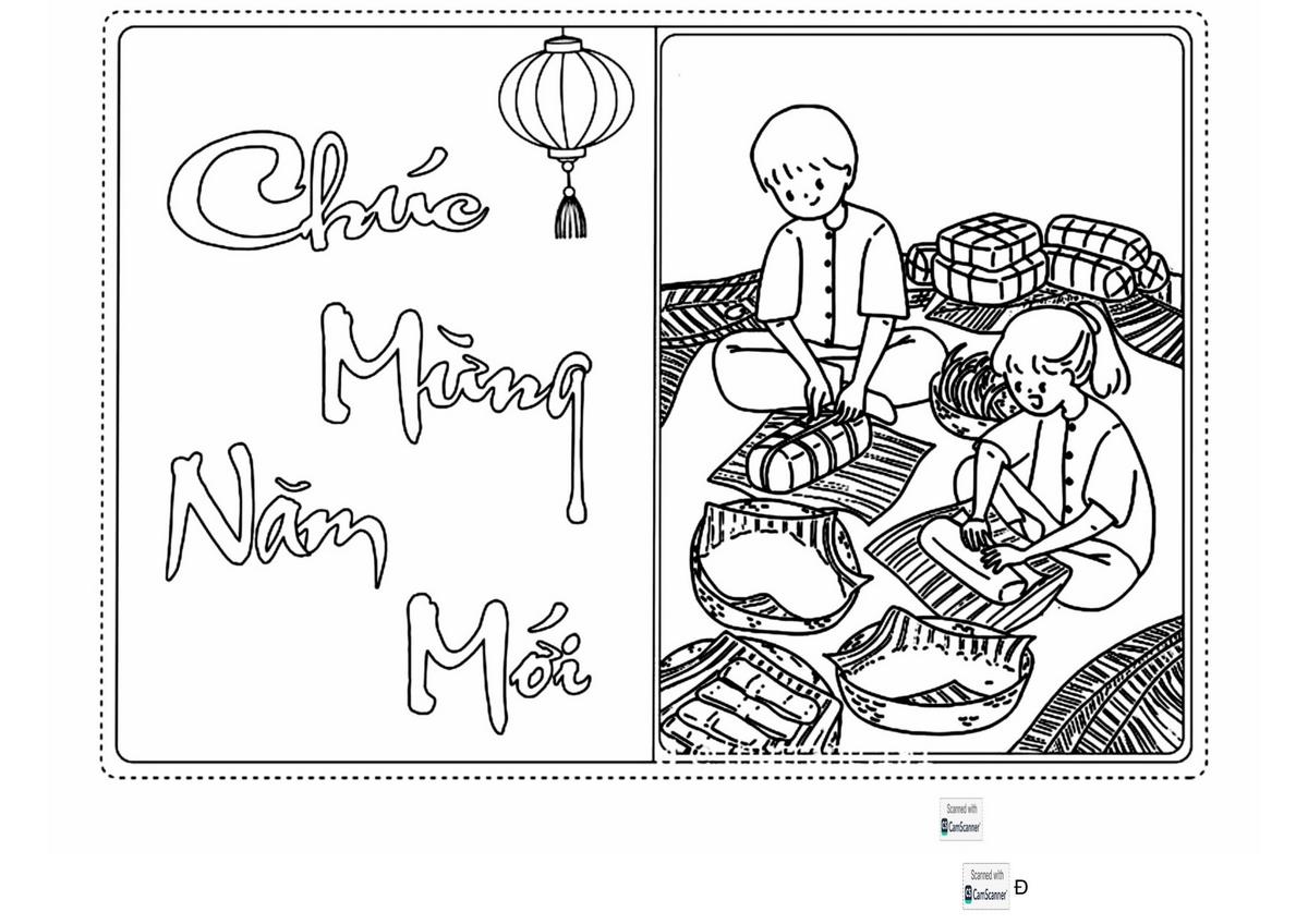 Tranh tô màu Tết chúc mừng năm mới số 6 Tranh tô màu Tết chúc mừng năm mới số 6