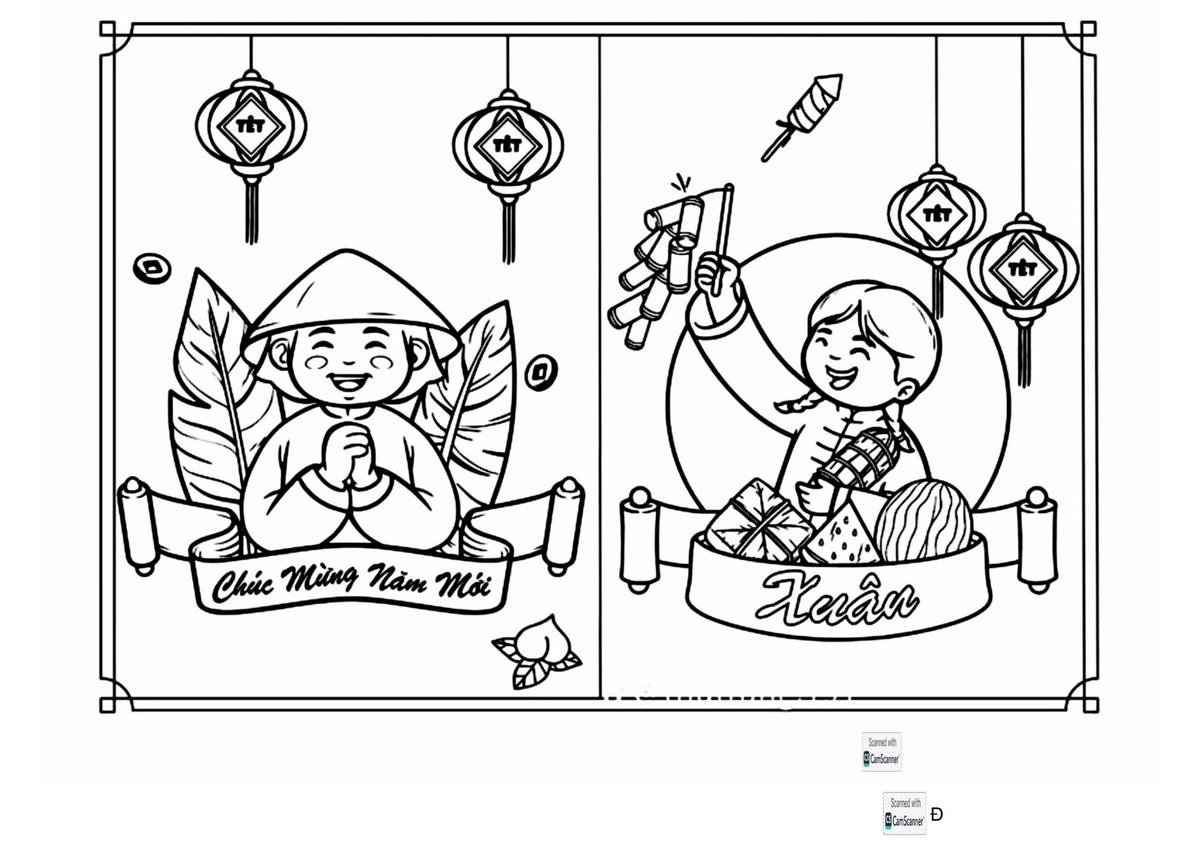 Tranh tô màu Tết chúc mừng năm mới số 5 Tranh tô màu Tết chúc mừng năm mới số 5