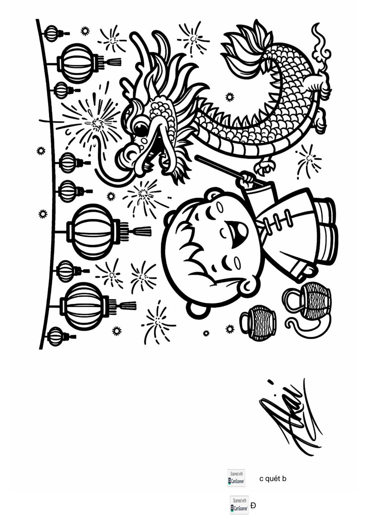 Tranh tô màu Tết chúc mừng năm mới số 3 Tranh tô màu Tết chúc mừng năm mới số 3