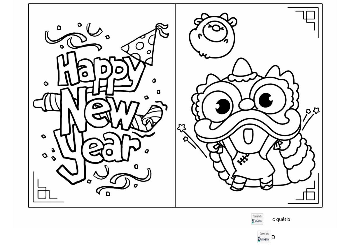 Tranh tô màu Tết chúc mừng năm mới số 2 Tranh tô màu Tết chúc mừng năm mới số 2