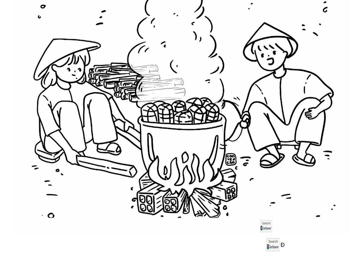 Tranh tô màu Tết sum vầy số 9 Tranh tô màu Tết sum vầy số 9