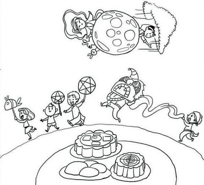 Tranh tô màu múa lân trung thu - 4