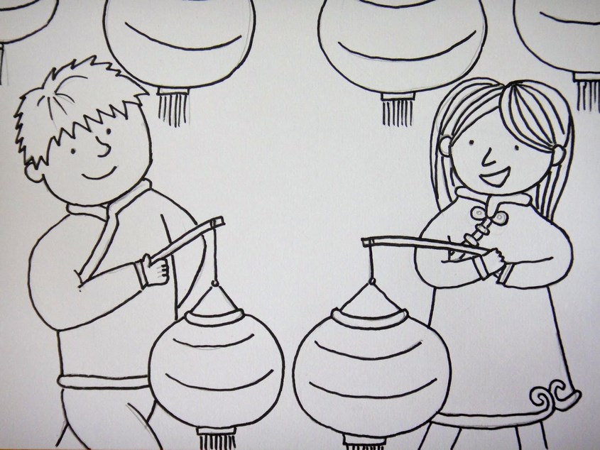 Tranh tô màu rước đèn trung thu - 18