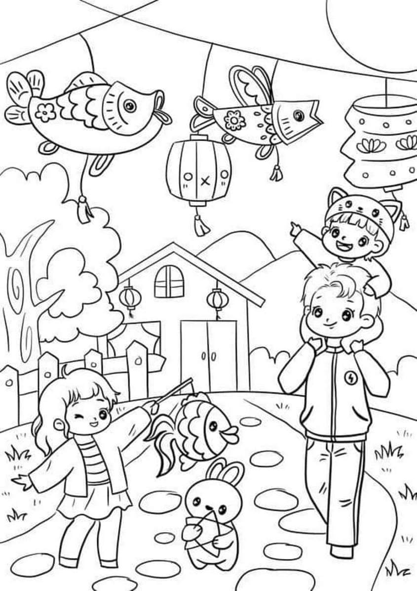 Tranh tô màu Tết trung thu - 4