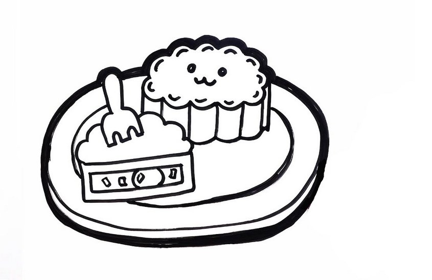 Tranh tô màu bánh trung thu - 1