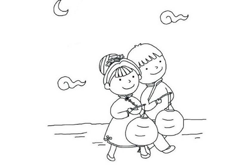 Tranh tô màu rước đèn trung thu - 11