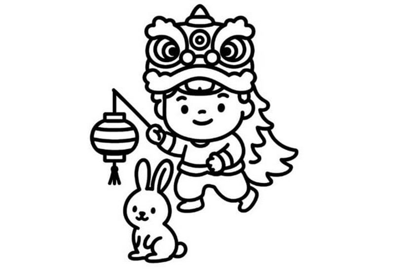 Tranh tô màu múa lân trung thu - 16