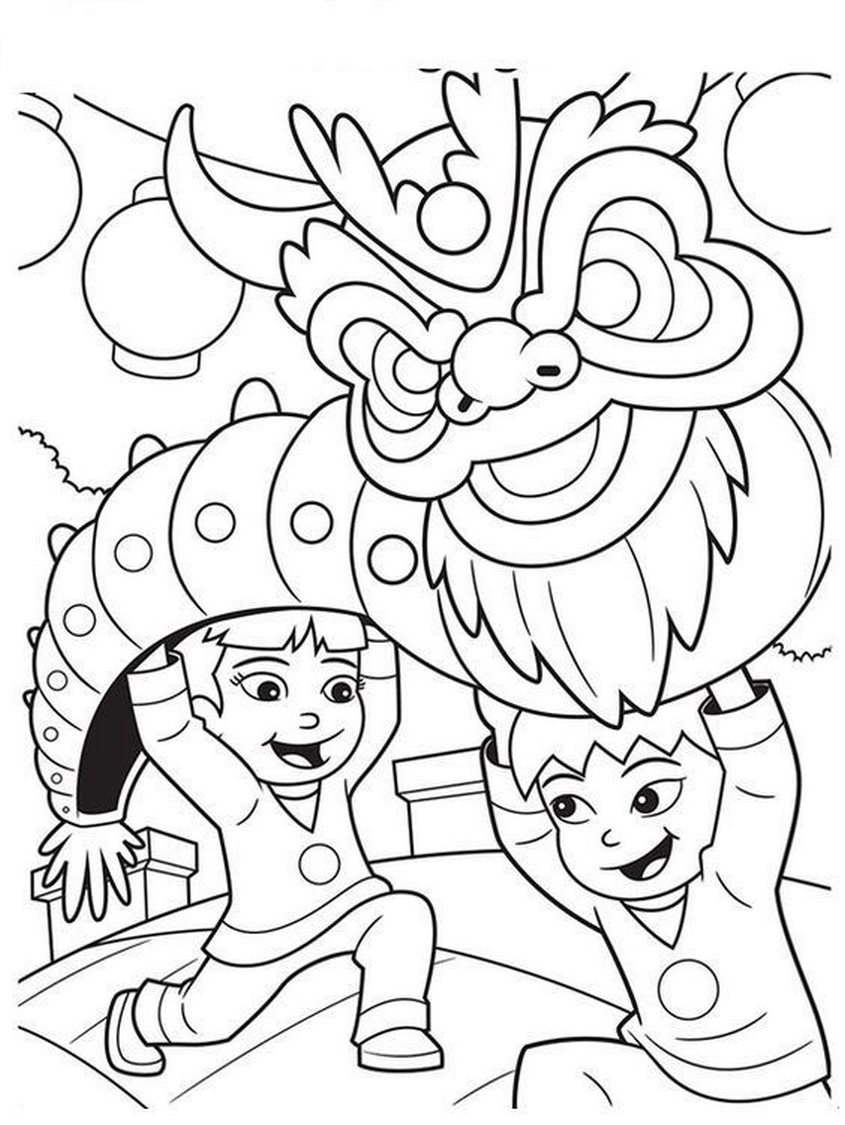 Tranh tô màu múa lân trung thu - 7