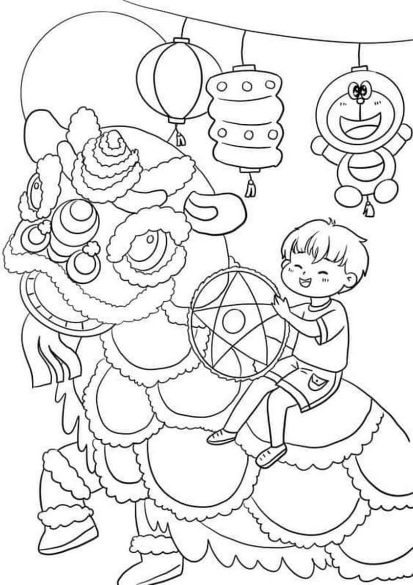 Tranh tô màu múa lân trung thu - 5