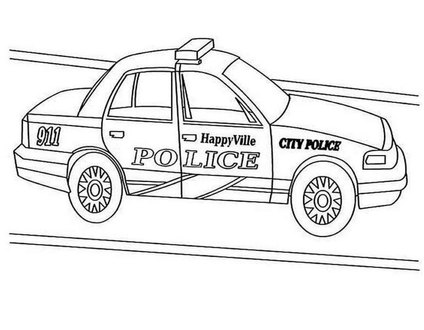 Tranh tô màu xe cảnh sát đang làm nhiệm vụ - 33
