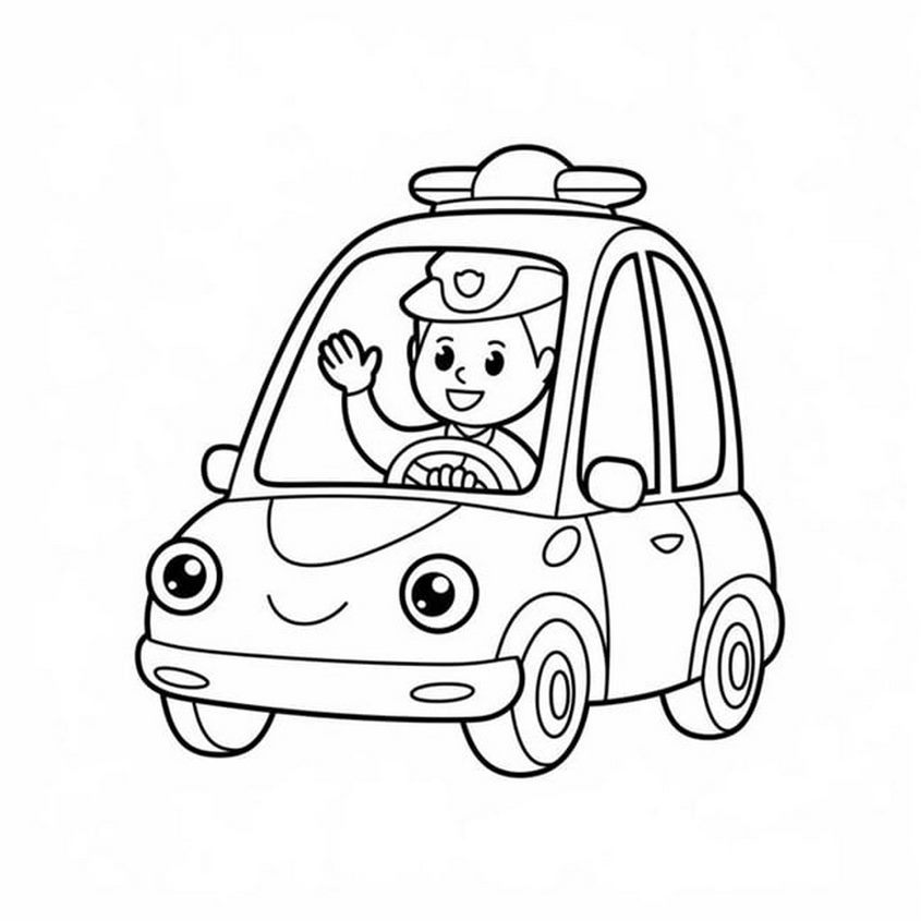 Tranh tô màu xe cảnh sát đang làm nhiệm vụ - 24