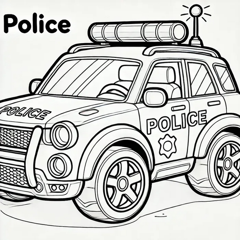 Tranh tô màu xe cảnh sát đang làm nhiệm vụ - 20