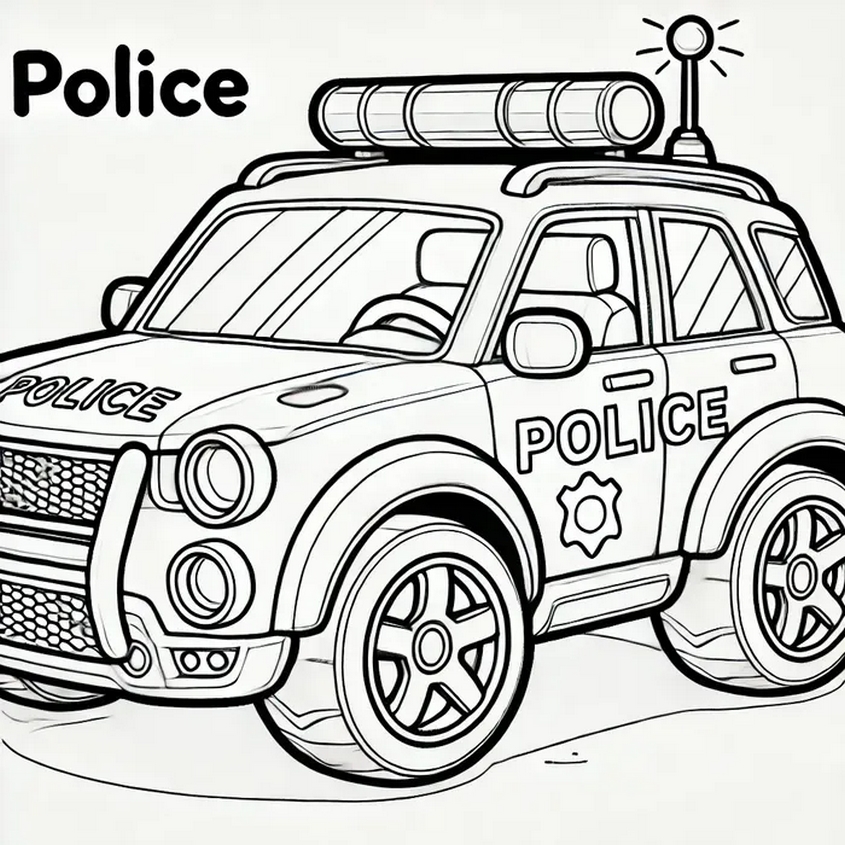 Tranh tô màu xe cảnh sát đang làm nhiệm vụ - 7