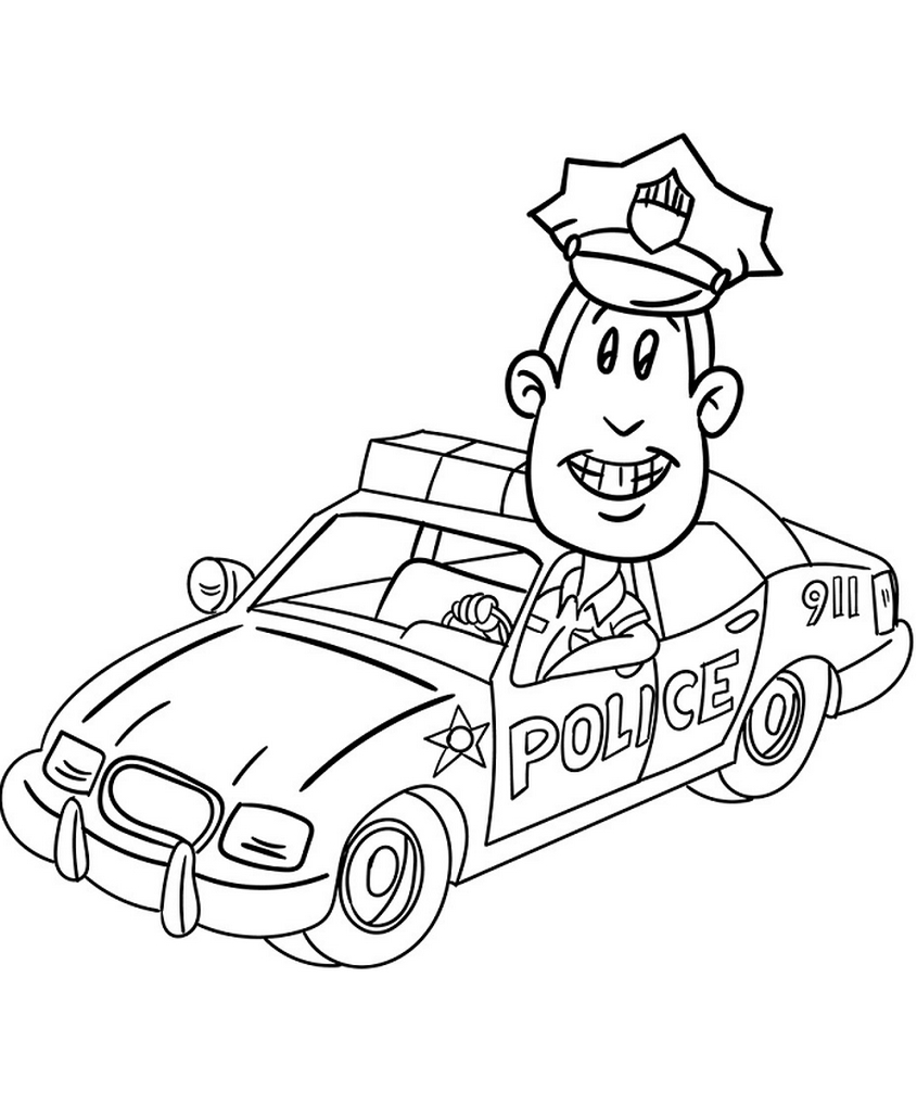 Tranh tô màu xe cảnh sát đang làm nhiệm vụ - 3