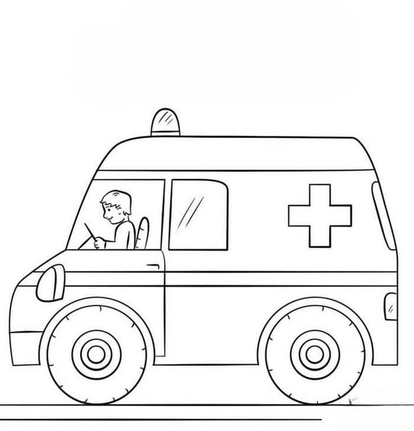 Tranh tô màu xe cứu thương đưa bệnh nhân đi cấp cứu - 11