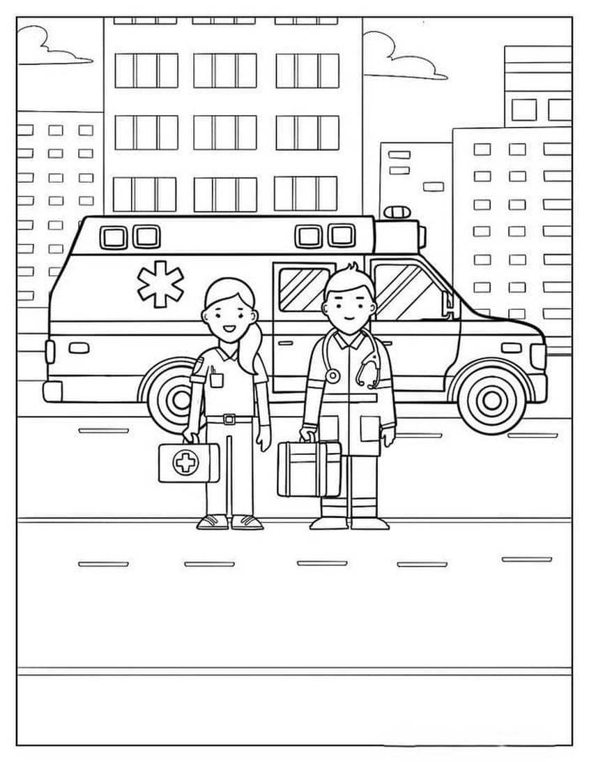 Tranh tô màu xe cứu thương đưa bệnh nhân đi cấp cứu - 15