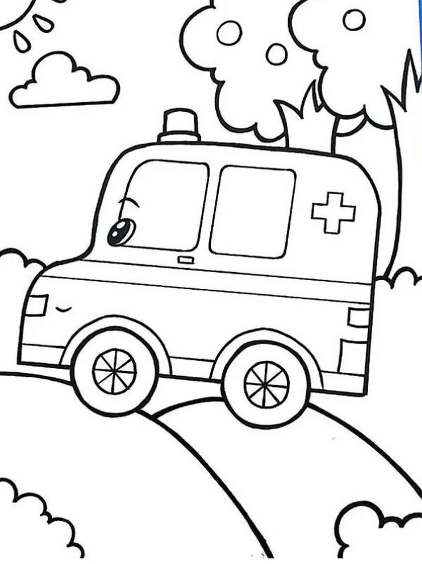 Tranh tô màu xe cứu thương đưa bệnh nhân đi cấp cứu - 20