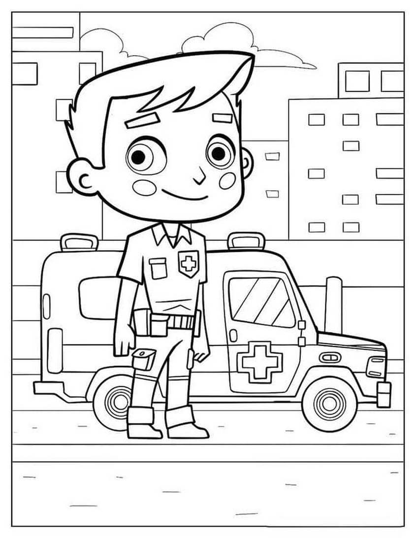 Tranh tô màu xe cứu thương đưa bệnh nhân đi cấp cứu - 23
