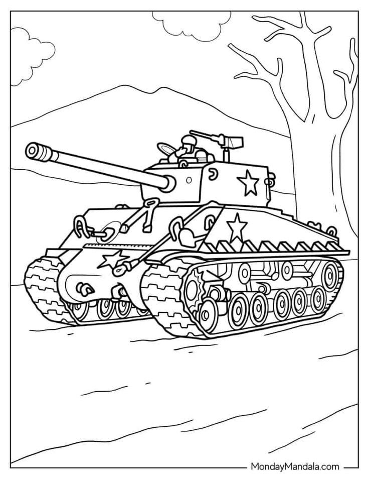 Tranh tô màu xe tăng 5